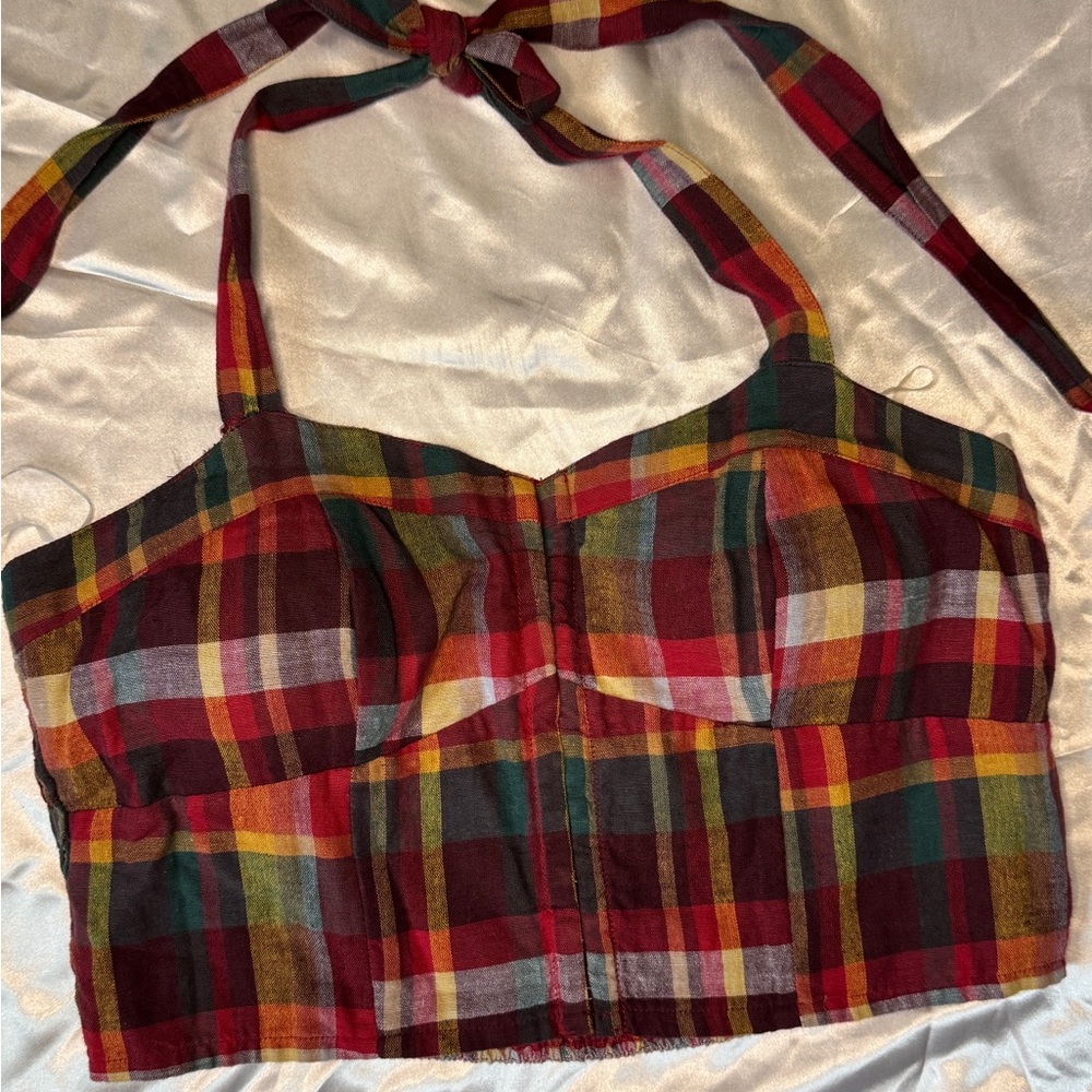 American Eagle Outfitters Red and Black Sleeveless Bustier Tank Top